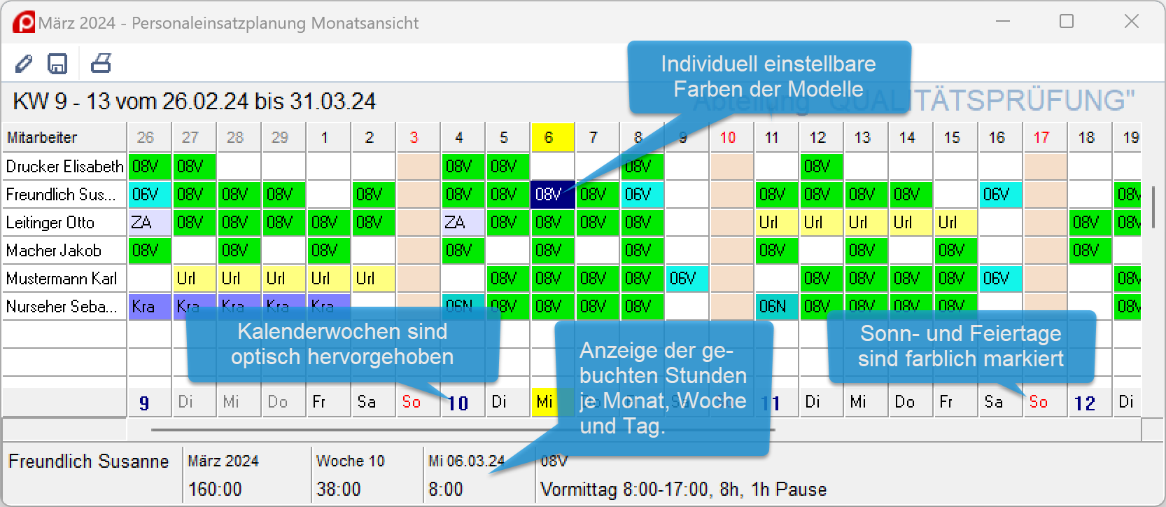 Screenshot Einsatzplan Monatsansicht